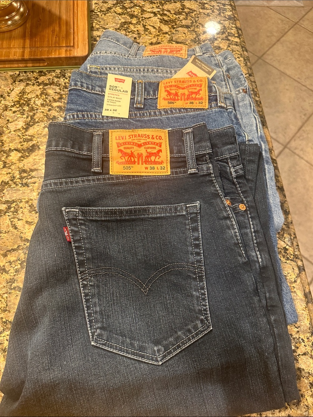 SALE!! Men's  505 Straight Jeans in Dark Indigo and Light Blue & mediun Washed